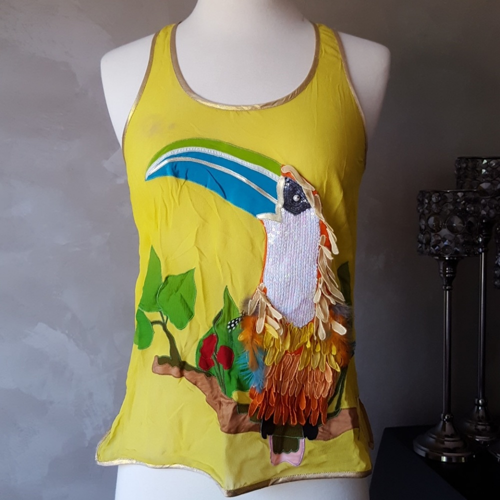 Manish Arora Toucan Bird Print Bright Tank Top